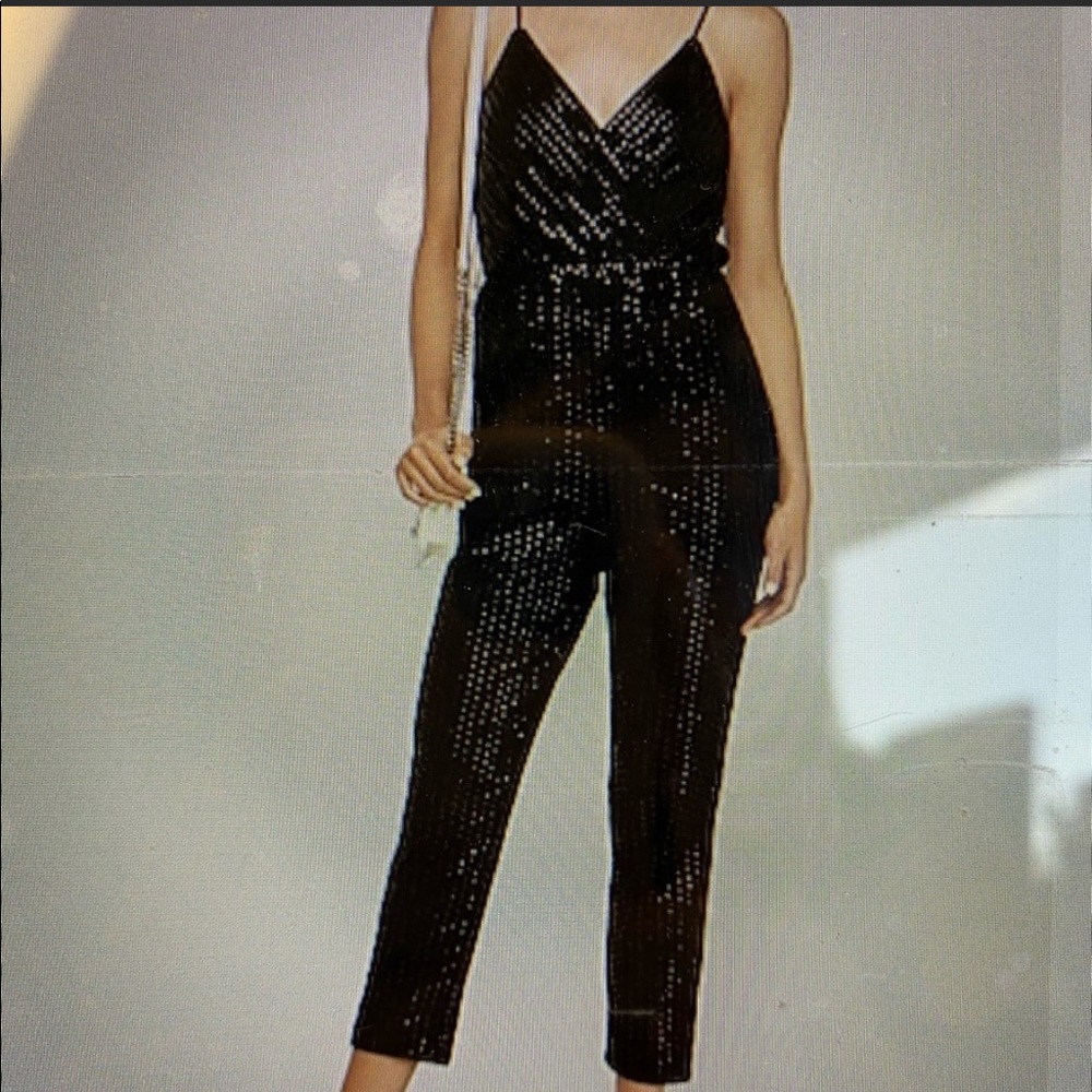 Express Black Sequined Jumpsuit